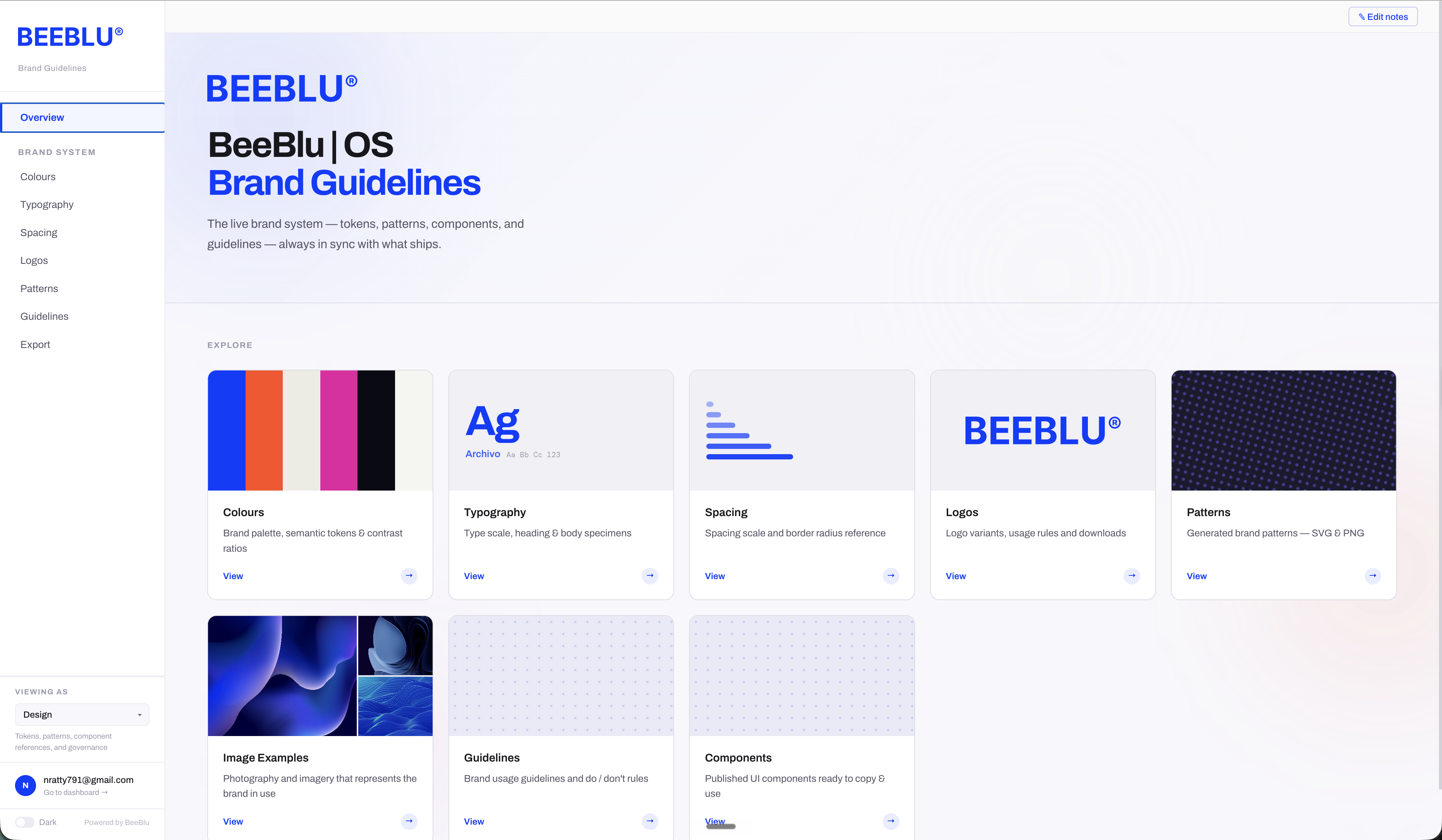 BeeBlu brand guidelines portal